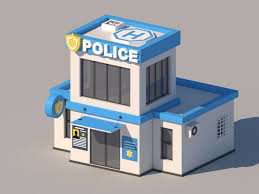 Cartoon Low Poly Police Station Building 3d Model Police Station Low Poly Police