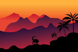 Mountain Sunset Landscape Vector Illustration 984241 Illustrations Design Bundles