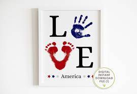Love America Handprint Art First 4th of July Printable - Etsy