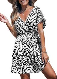 CUPSHE Women's Swimsuit Coverup Short Sleeve V Neck Summer Boho Beach Cover  Ups Dresses Black, X-Small at Amazon Women's Clothing store