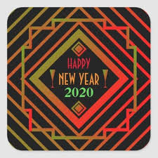 Gatsby Miami 1920 S Happy New Year Square Sticker Zazzle Com Happy New Year Design Happy New Year Stickers New Year S Eve Cocktails