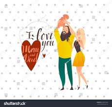 Mom Dad Love You Lettering Card Stock Vector Royalty Free 425574424