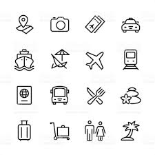 16 Line Black And White Icons Set Travel Icon Icon Set Icon