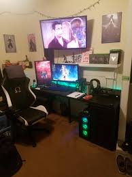 Did Some Cable Management Under My Desk On My Station Here At College Love It For Programming And Gamimg Gaming Desk R2s Gaming Desk Pc Gaming Desk