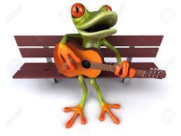 A frog sitting on a bench like a boss (smoking a pipe). Cartoon Frog Sitting On Wooden Bench Playing Guitar Stock Photo Picture And Royalty Free Image Image 80538623