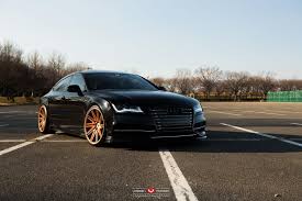 Black And Gold Rims Black Audi Rs7 With Gold Vossen Wheels Gtspirit Black Audi Vossen Audi