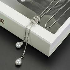 Necklace Tassel Pearl Sweater Jewelry Women Long Crystal Pendant Flower Chain Geometric Pendant Necklace Womens Necklaces Long Chain Necklace