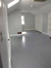 Soft neutral grey, this tone works well as an overall or trim color with darker tones. Upstairs Unfinished With New Paint White Painted Floors Gray Painted Walls Hallway Paint Colors