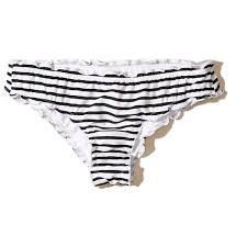 Black And White Striped Bathing Suit Bottoms Hollister Ruffle Cheeky Swim Bottom 13 Liked On Polyvore Featuring Swimwear Bikinis Bikini Ruched Bikini Bottoms White Bikini Bottoms Hollister Swimwear