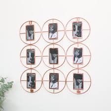 Hanging brass copper picture photo frames glass shabby vintage with chain. Copper Multi Frame Photo Display