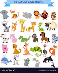 Big Animals Collection Set Royalty Free Vector Image Baby Animal Drawings Cute Doodles Drawings Big Animals