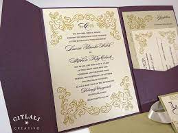 Elegant Plum Gold Wedding Invitations Plum Pocket By Citlali Pocket Wedding Invitations Gold Wedding Invitations Wedding Invitations