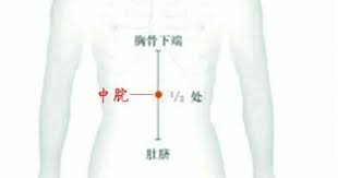 养胃要穴 中脘 如果有一些胃痛 消化不是很好 嗳气 都可以按一下中脘穴 从肚脐向上4寸 胸部有一个骨头叫剑突和脐中点的位置 用拇指按 按一下松 一下 可以立刻缓解胃痛