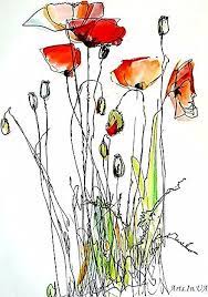 Hand painted floral modern impressionist style. Pen And Wash Flowers Watercolor Poppies Watercolor Flowers Paintings Watercolor Art