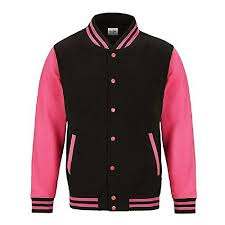 Awdis Just Hoods Womensladies Electric Varsity Jacket M Jet Blackelectric Pink You Can Get More Details Varsity Jacket Varsity Jacket Women Unisex Clothes