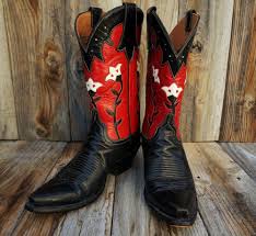 Black And White Cowboy Boots Womens Vintage Lucchese Cowgirl Boots Handmade Black Red And White Etsy Lucchese Cowgirl Boots Cowgirl Boots Leather Cowgirl Boots