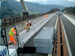 Jersey barriers for traffic safety. Protective Barrier New Jersey Barriers Eurobeton Fixed Steel For Public Spaces