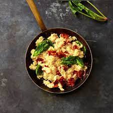 Gruyere Bacon And Spinach Scrambled Eggs Recipe In 2021 Healthy Breakfast Recipes Easy Scrambled Eggs With Spinach Healthy Breakfast Recipes