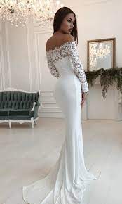 Mermaid Off Shoulder Wedding Gowns With Long Sleeves Cheap Wedding Gowns Long Wedding Dresses Chic Wedding Dresses Bridal Dresses