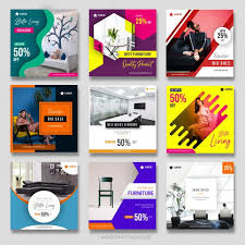 Modern Furniture Social Media Post Collection For Marketing Premium Vector Social Media Design Inspiration Social Media Post Social Media Design Graphics