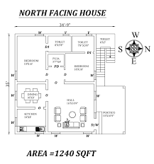 34 9 X35 Awesome Furnished North Facing 2bhk House Plan As Per Vastu Shastra Autocad Dwg And Pdf File De 2bhk House Plan North Facing House Little House Plans
