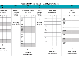 peloton insanity and liift4 hybrid workout calendar dowload pdf