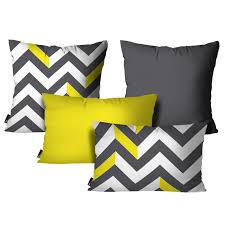 Capa De Almofada Amarela E Cinza Kit Com 04 Capas Para Almofadas Mdecor Chevron 45x45 30x50cm Cinza Capas De Almofadas Almofadas Almofadas Amarelas