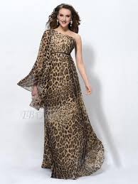 One Shoulder Long Sleeve Beading Leopard Print Evening Dress Animal Print Dresses Evening Dresses Evening Dresses With Sleeves