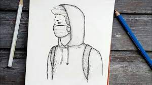 رسم سهل تعليم رسم ولد يرتدي كمامة بالرصاص للمبتدئين بطريقة سهلة وبسيطة رسم كيوت youtube easy drawings sketches cool pencil drawings cool easy drawings