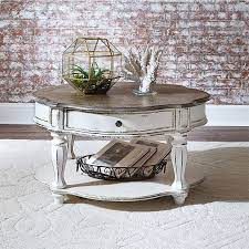 Magnolia Manor Round Cocktail Table Coffee Table Farmhouse Liberty Furniture Rustic Coffee Tables