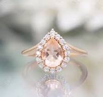 Pear Lab Created Peach Morganite 925 Silver 14K Rose Gold Plated Engagement  Ring | eBay