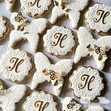 Sandie On Instagram Butterfly Monogrammed Bridal Shower Cookies Using One Of My Favorites Round Cookie Wedding Favors Bridal Shower Cookies Wedding Cookies