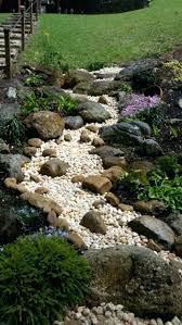 Gartengestaltung Mit Steinen 36 Ideen Fur Einen Dekorativen Gartenfluss Aus Steinen Garten Landschaftsbau Ideen Steingarten Ideen