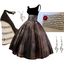 Music Themed Outfit With A 50 S Vintage Dress Music Clothes Music Dress Pretty Dresses