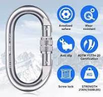 12kn Carabiner JEELAD Climbing Carabiners - 12KN & 25KN Aluminum Wire Gate  Carabiner Clips Lightweight Locking Carabiner