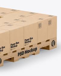 Download Wooden Pallet With Kraft Box Mockup Half Side View Free Psd Mockups All Template Design Assets