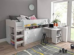 Furnistad Kinderzimmer Komplett Eko Kinder Halbhochbett Mit Schrank Schreibtisch Und Leiter Weiss Weiss Bett Ideen Hochbett Mit Schrank Hochbett