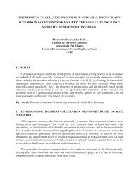 This would leave your family possibly with a. Pdf The Premium Calculation Principles In Actuarial Pricing Based Scenario In A Coherent Risk Measure The Whole Life Insurance Modality With Periodic Premiums