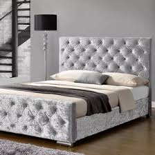 Sandringham velvet upholstered winged bed. Crushed Velvet Fabric Upholstered Bed 3ft 4ft 6 5ft 6ft Cheapest Bed On Ebay Ebay