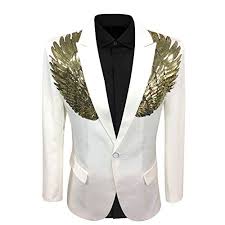 Best wedding sherwani ( customised suits & jodhpuri ) complete groom collections / kohli fashion. Men S Wedding Sequin Wing Stage Clothes Premium Suit Jack Https Www Amazon Com Dp B07dxxpfsw Ref Cm Sw R Pi Dp U X Prom Suits Suit Fashion Blazer Fashion