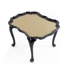 Carrara marble and mahogany textures and bird or swan motifs. English Victorian Scalloped Gold Glass Coffee Table 1