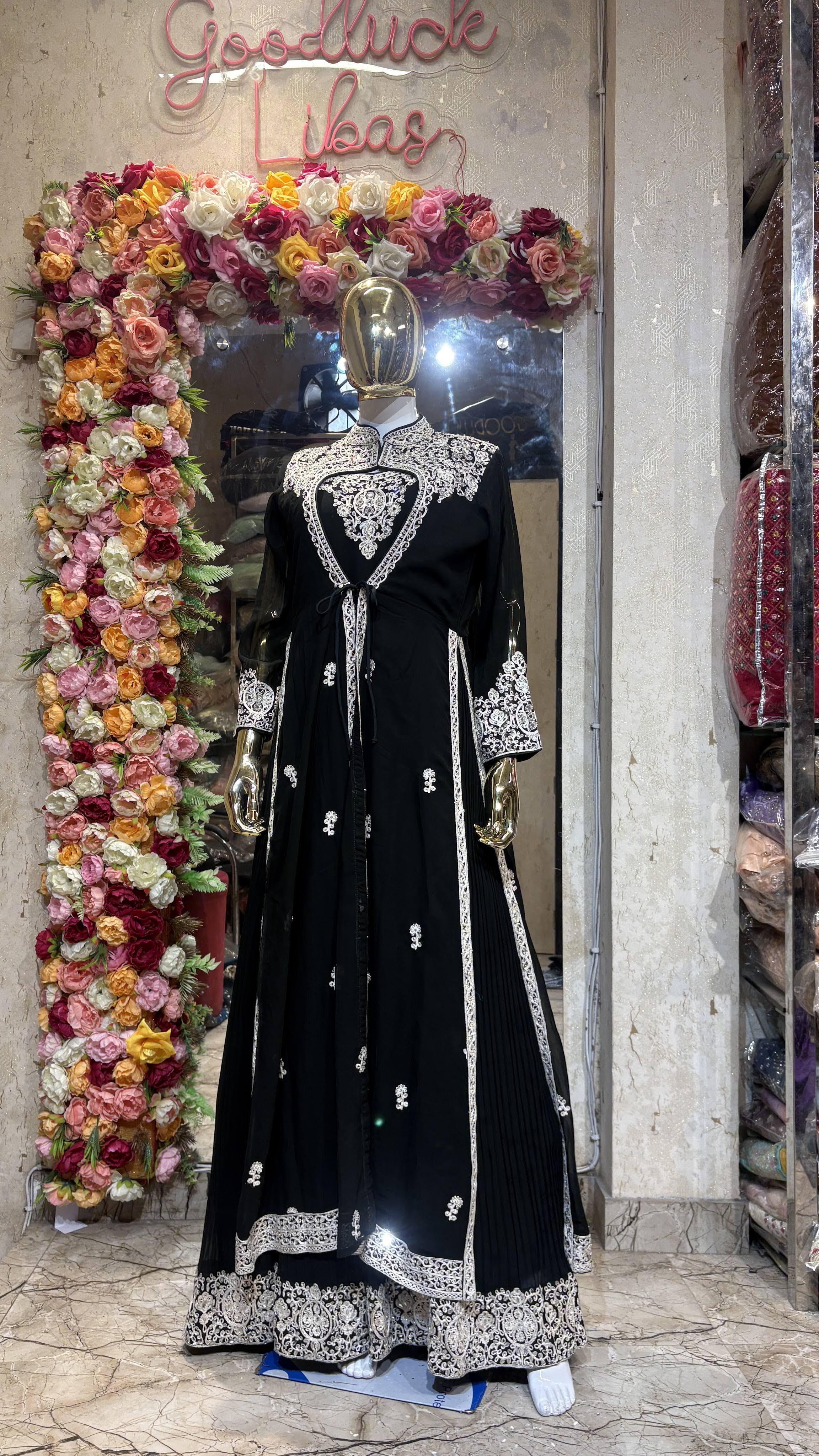 Women's Long Anarkali Kurti in Chikankari Cotton Blend product image