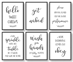 4.7 out of 5 stars 49. Bathroom Wall Decor Bathroom Wall Art Bathroom Quotes Signs Rules Decorations Bathroom Pictures Wall Decor Bathroom Decor Set Of 6 8x10in Unframed Pricepulse