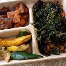 Roasted Kale Farro Rice Grilled Squash Roasted Sweet Potatoes Plate At Dig Inn Restaurant New York Healthy Recipes Food Roasted Sweet Potatoes