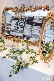 Vintage Gold Baroque Mirror Wedding Seating Chart Deer Pearl Flowers
