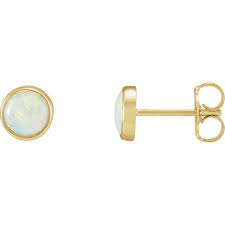 T.w.) in 14k white gold or 14k yellow gold, created for macy's. Bezel Set Opal 14k Gold Stud Earrings Freshtrends