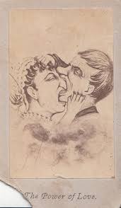 Couple In Love Unusual Old Cabinet Card Photo Drawing Strange Weird Bizarre Draw On Photos Weird Card Illustration