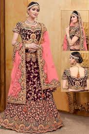 Looking for more velvet lehenga png free pic , png download. Wine Color Velvet Wedding Bridal Lehenga Choli With Net Dupatta