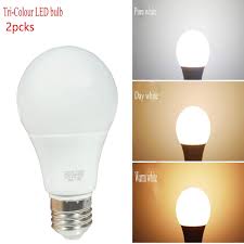 Iksace 2 Pieces Tri Colour Led Bulb 3 In 1 Colour Changing Led Light Bulb Warm White To Daylight Non Dimmable E26 E27 9w 2700k 6500k 2packs Iksace
