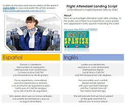 Improve Spanish Listening With A Flight Attendant Spanish Script How To Speak Spanish Flight Attendant English Reading